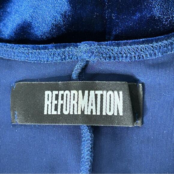 Reformation Blue Velvet Avalon Bodysuit Small - Picture 3 of 6